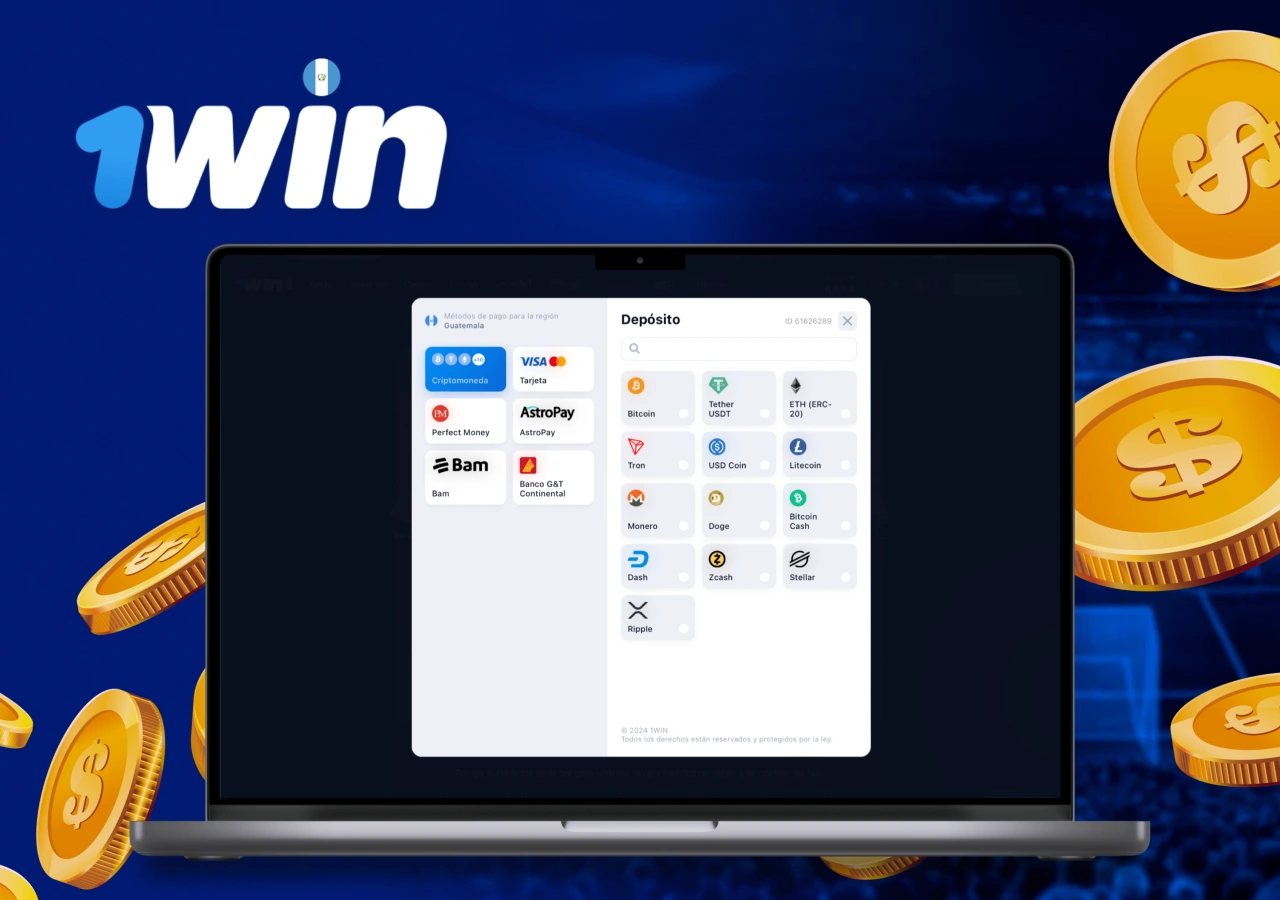 Formas de pago disponibles en 1Win Guatemala